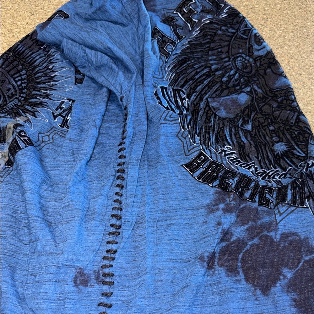 New Affliction Velvet Lace up Graphic Tee - Picture 4 of 5